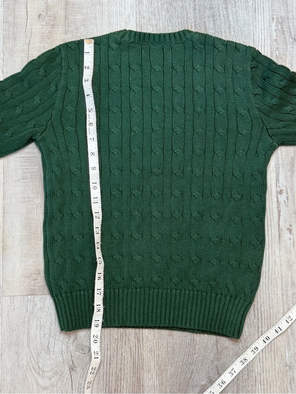 Polo by Ralph Lauren Forest Green Cable Knit Crewneck with Yellow Pony Boys 8\S